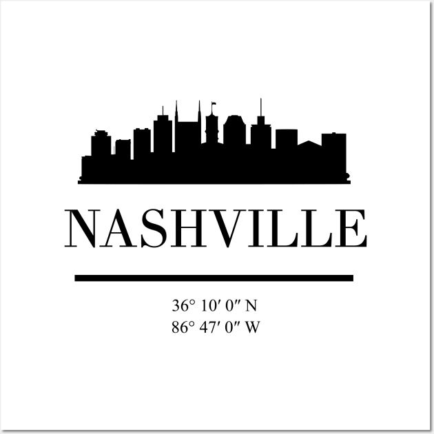 NASHVILLE TENNESSEE BLACK SILHOUETTE SKYLINE ART Wall Art by deificusArt